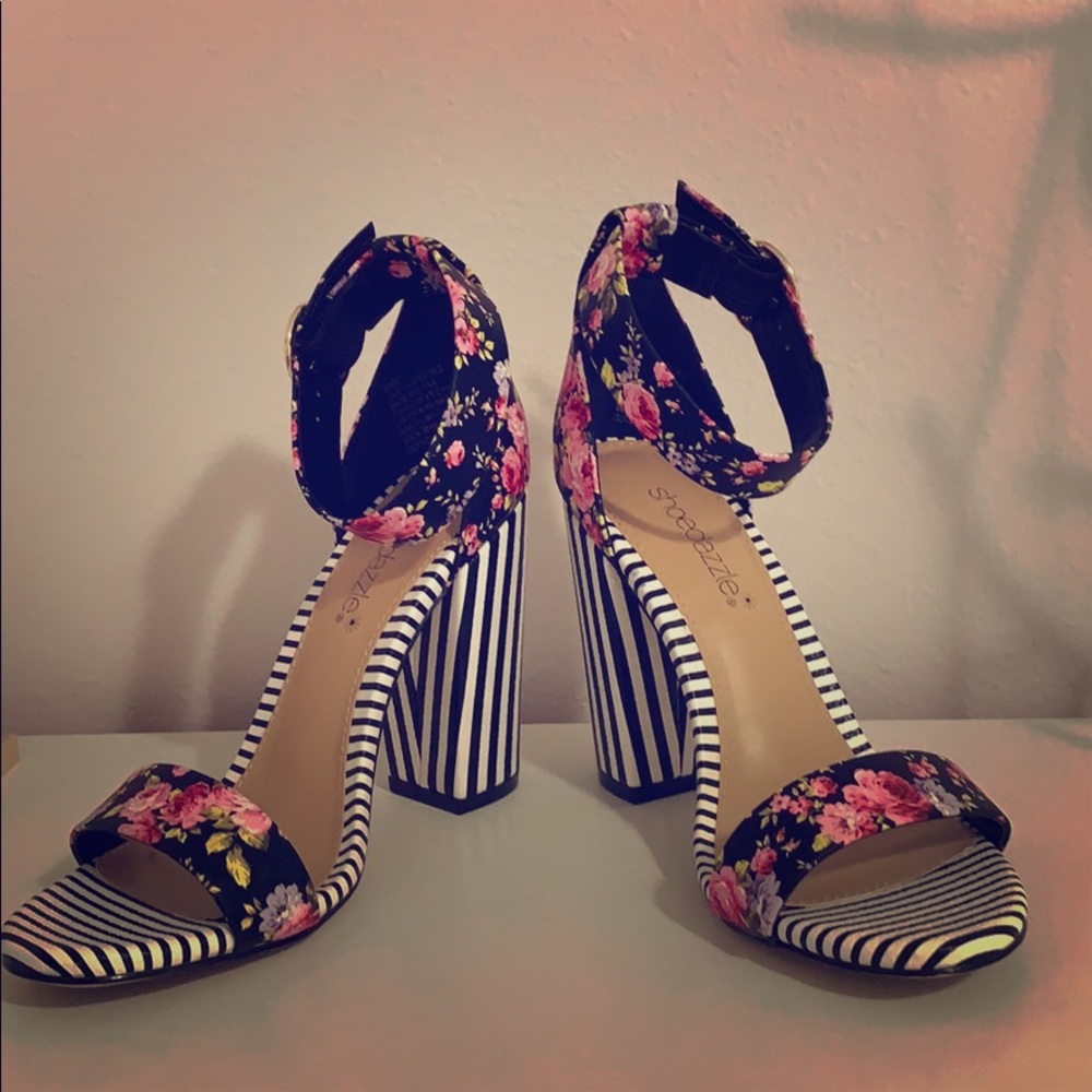 Multi floral heel sandal